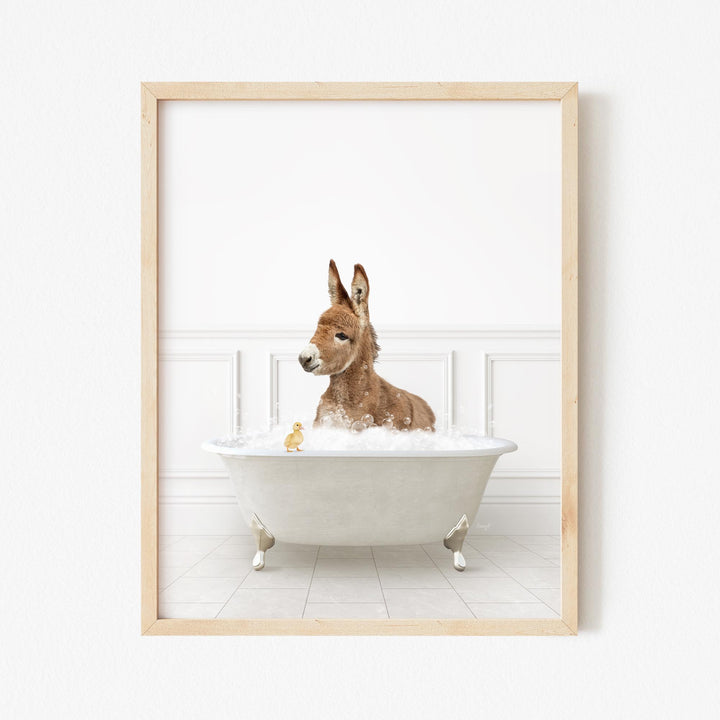 Baby Donkey in Modern Neutral Bath