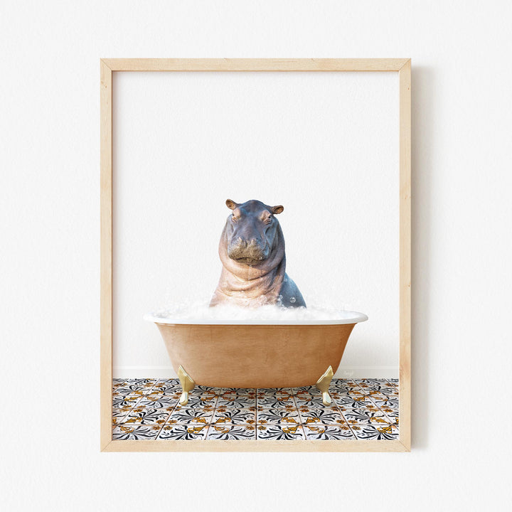 Baby Hippo in Mediterranean Bath