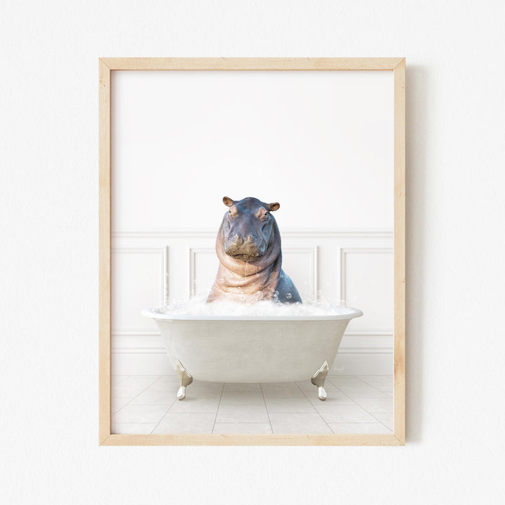 Baby Hippo in Modern Neutral Bath