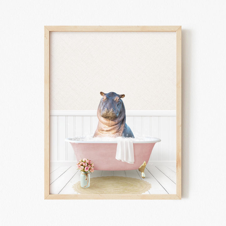 Baby Hippo in Cottage Pink Bath