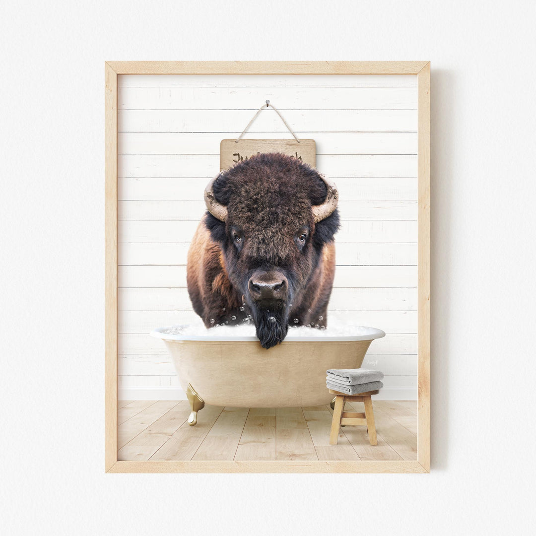 Bison in Farmhouse "Wash Yer..." Bath