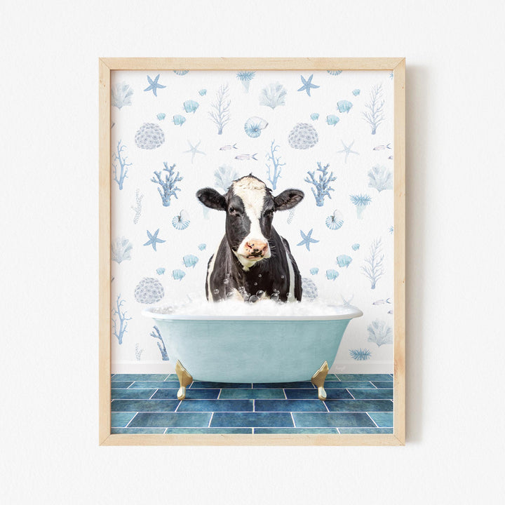 Black and White Cow in Under the Sea Bath
