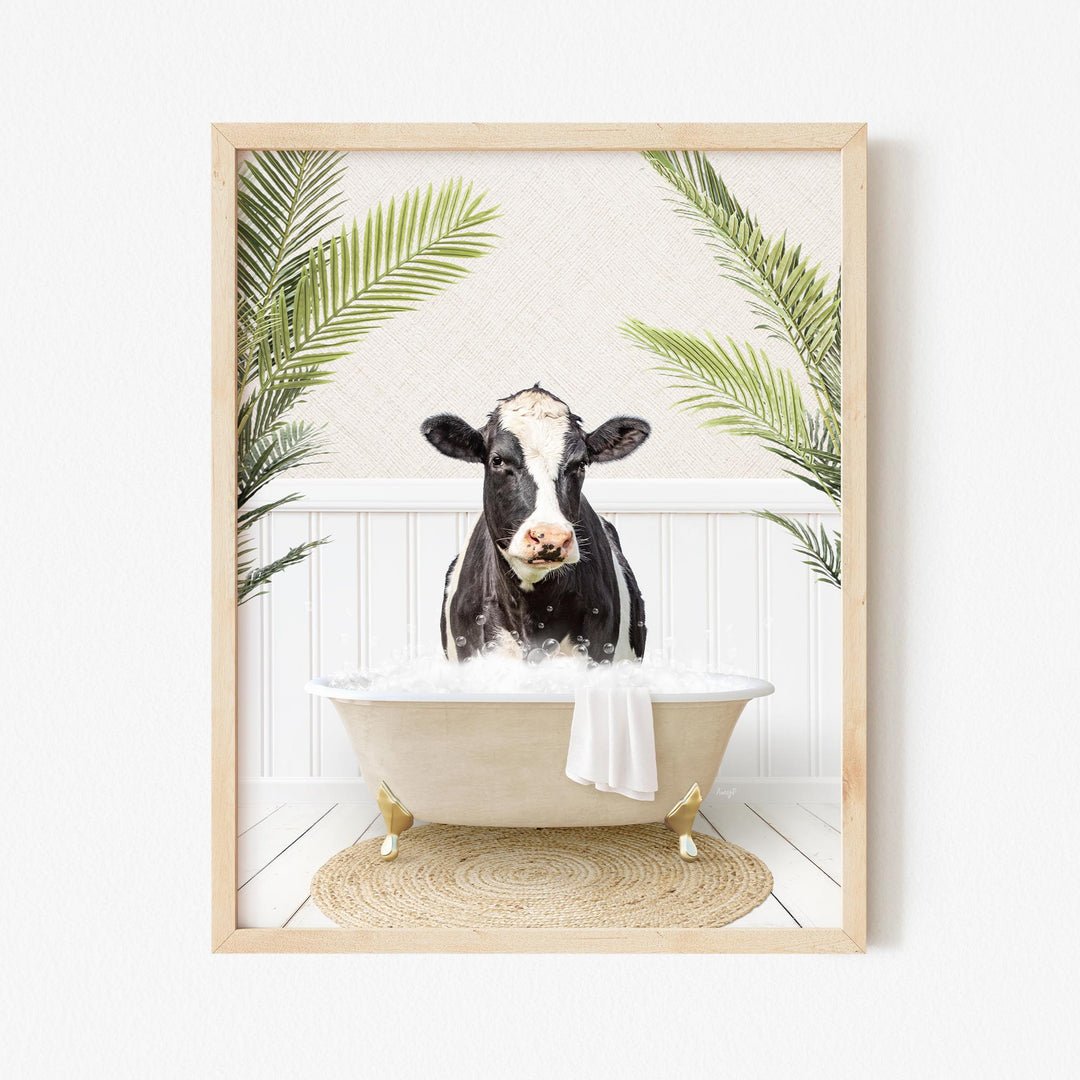 Black and White Cow in Palms Bath