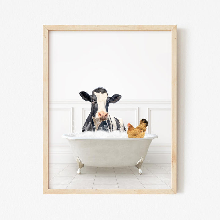 Cow and Chicken in Modern Neutral Bath