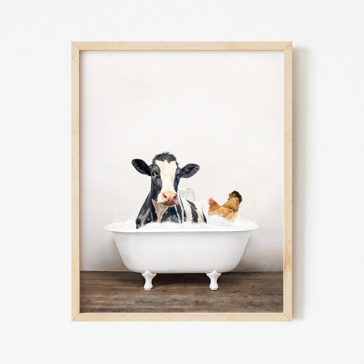 Cow and Chicken in Rustic Bath