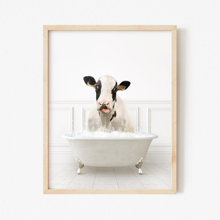Holstein Cow in Modern Neutral Bath