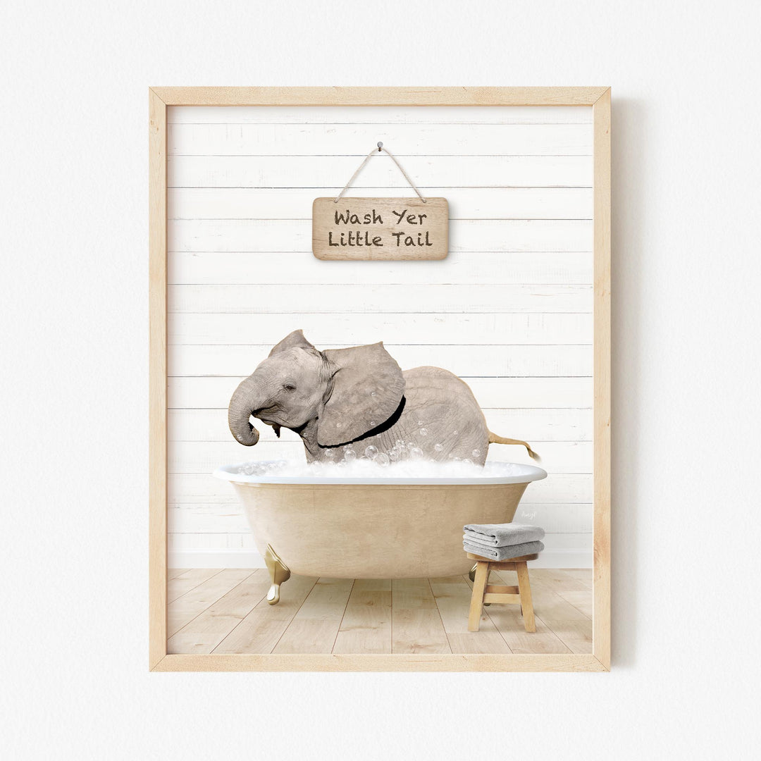 Baby Elephant No2 in Farmhouse "Wash Yer..." Bath