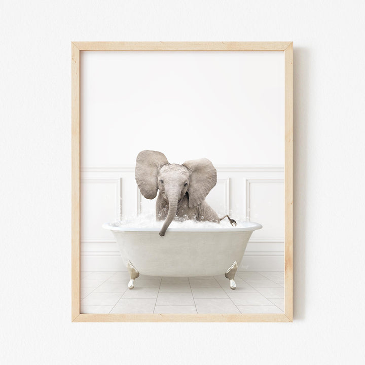 Baby Elephant No4 in Modern Neutral Bath