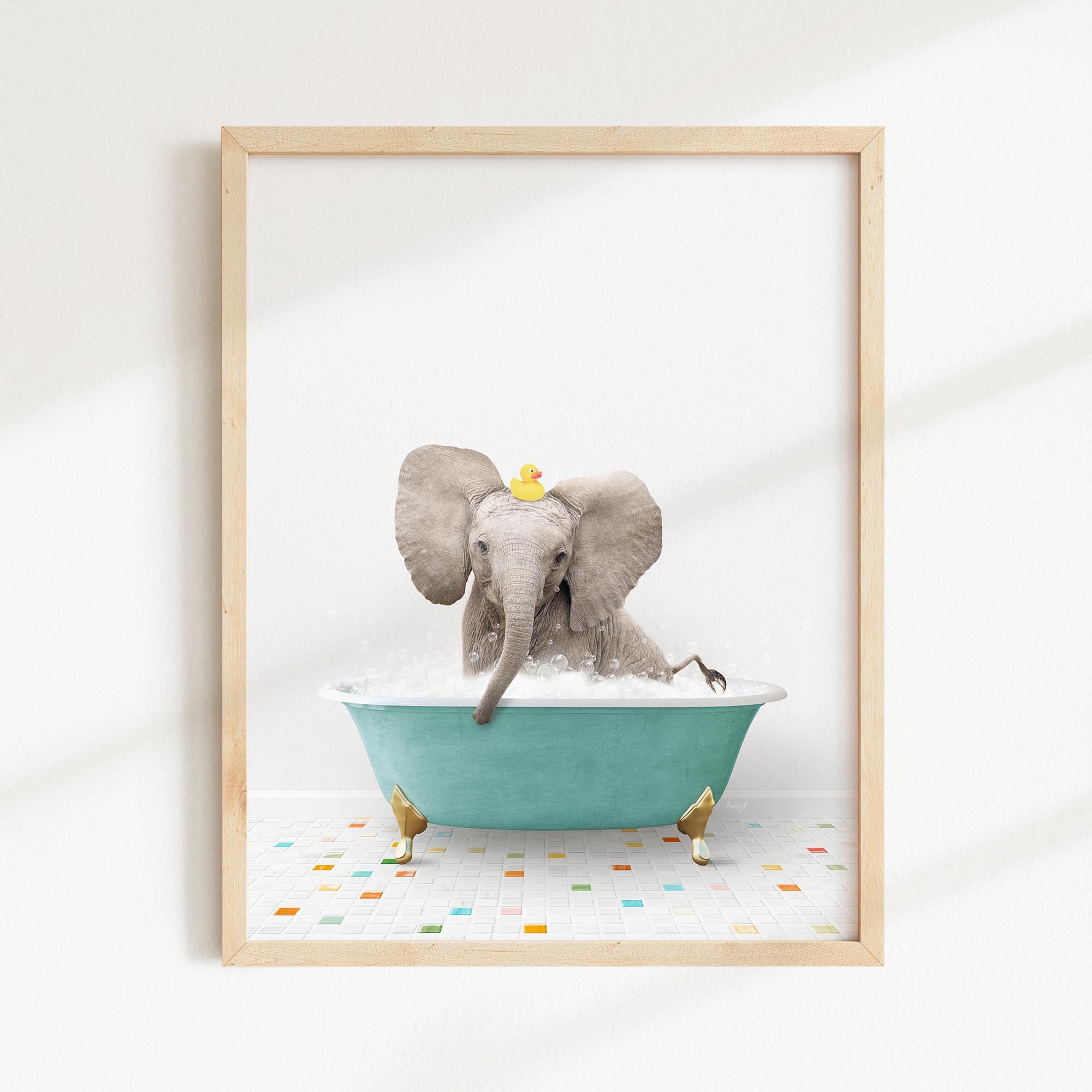 ◆BLUE ELEPHANT◆ COY ash brown Guy Coholeach Elephant Charging Kicking Up Dirt Dust Art