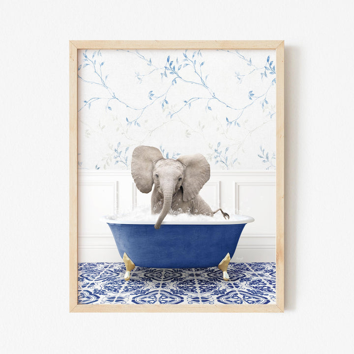 Baby Elephant No4 in Eclectic Blue Bath