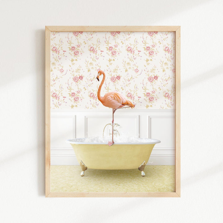 Flamingo in Vintage Yellow Bath