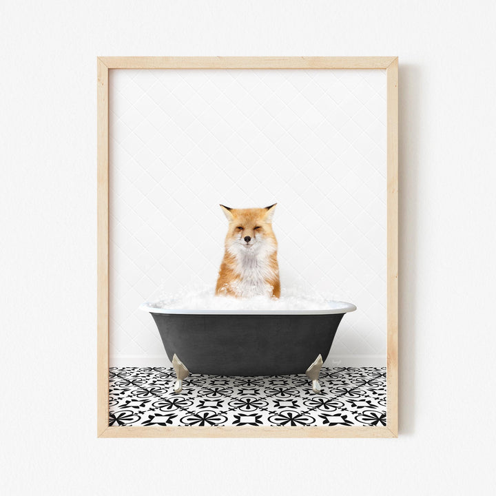 Fox in Stencil Black & White Bath