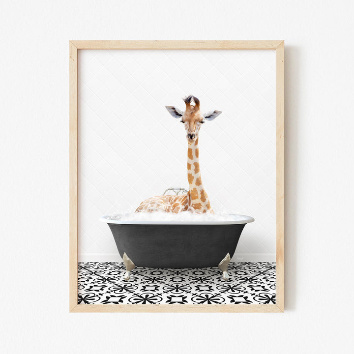 Giraffe in Stencil Black & White Bath