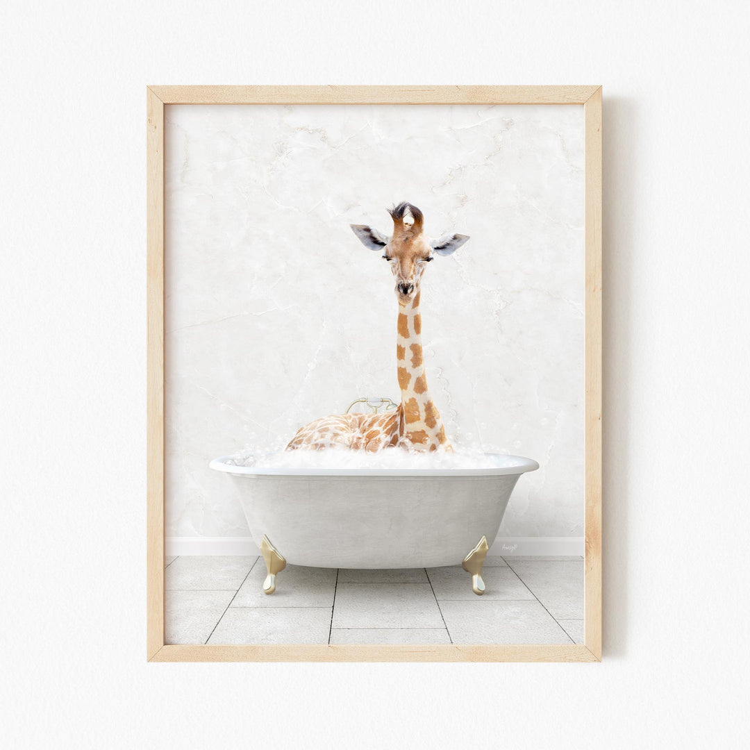 Giraffe in Stone Slab Bath