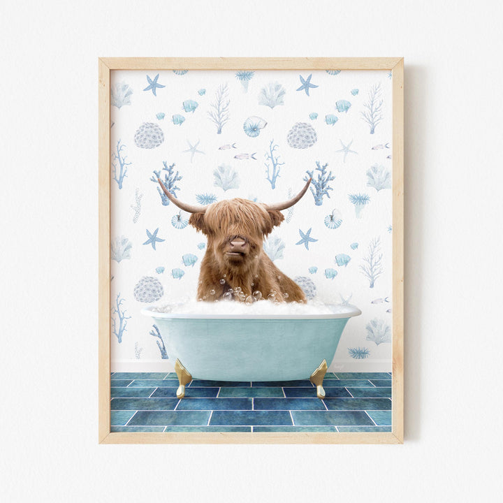 Highland Cow in Under the Sea Bath
