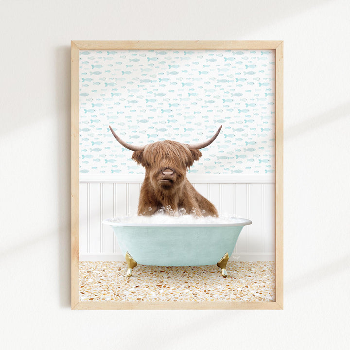 Highland Cow in Little Fish Bath