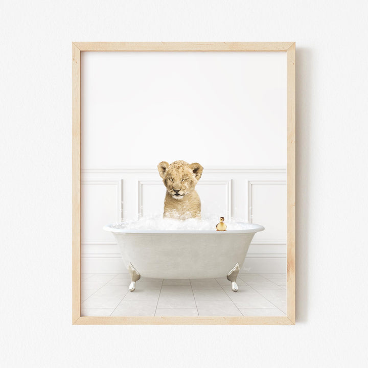 Lion Cub in Modern Neutral Bath