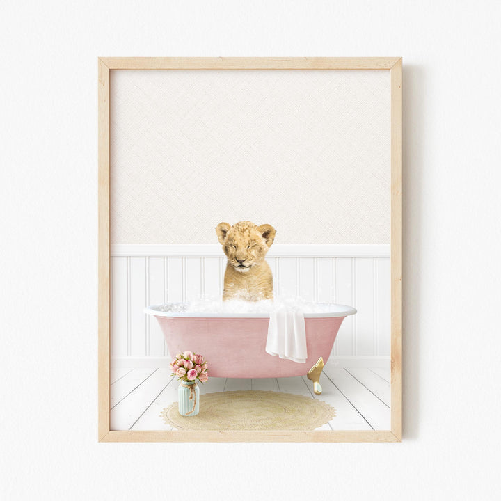 Lion Cub in Cottage Pink Bath