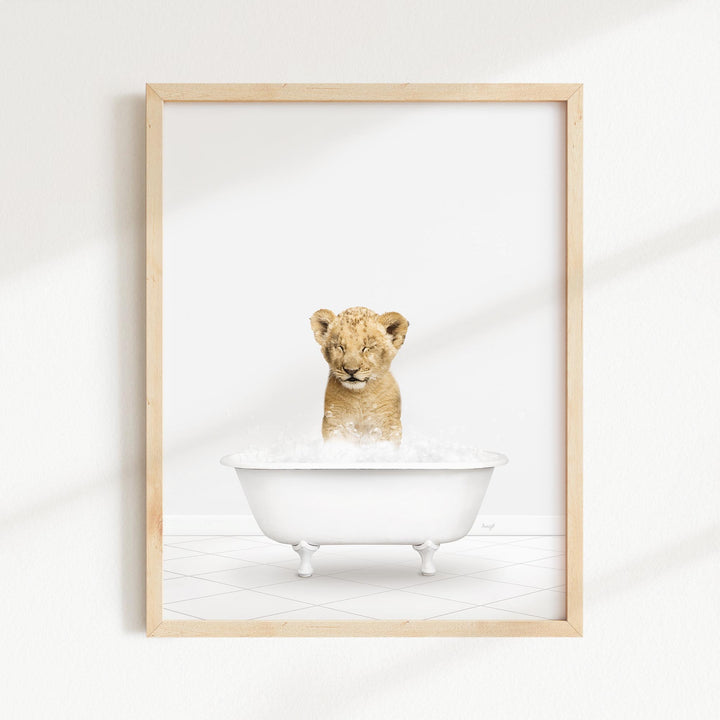 Lion Cub and Duckling in Neutral Bath