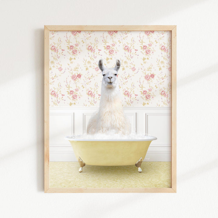 Llama in Vintage Yellow Bath