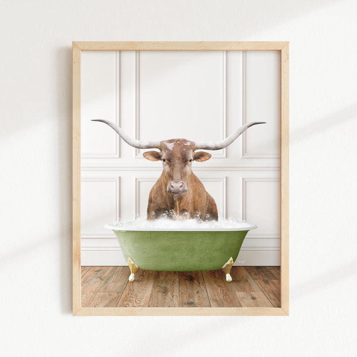 Texas Longhorn Cow in Transitional Bath Style