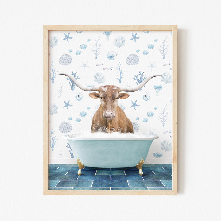 Texas Longhorn Cow in Under the Sea Bath