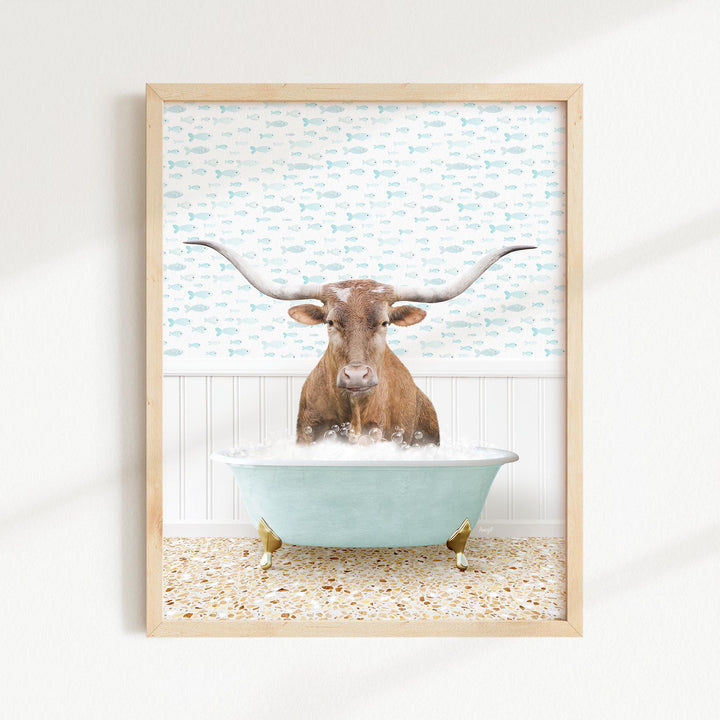 Texas Longhorn Cow in Little Fish Bath