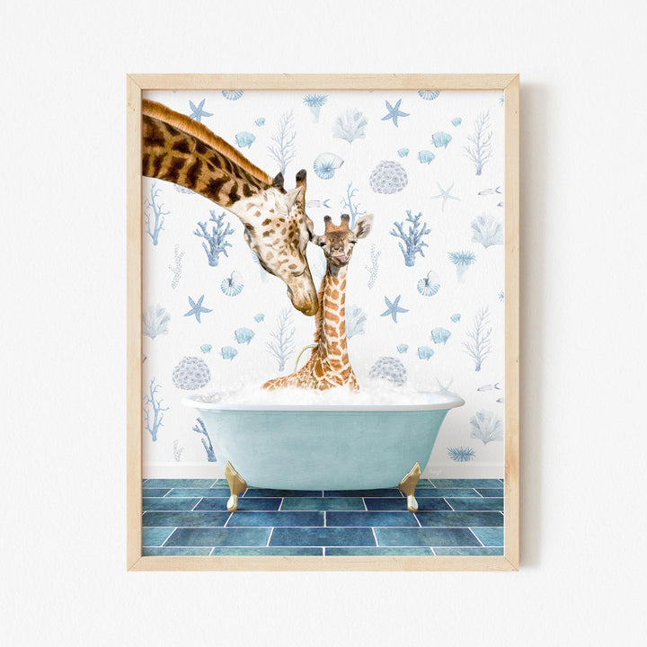 Mother and Baby Giraffe in Under the Sea Bath