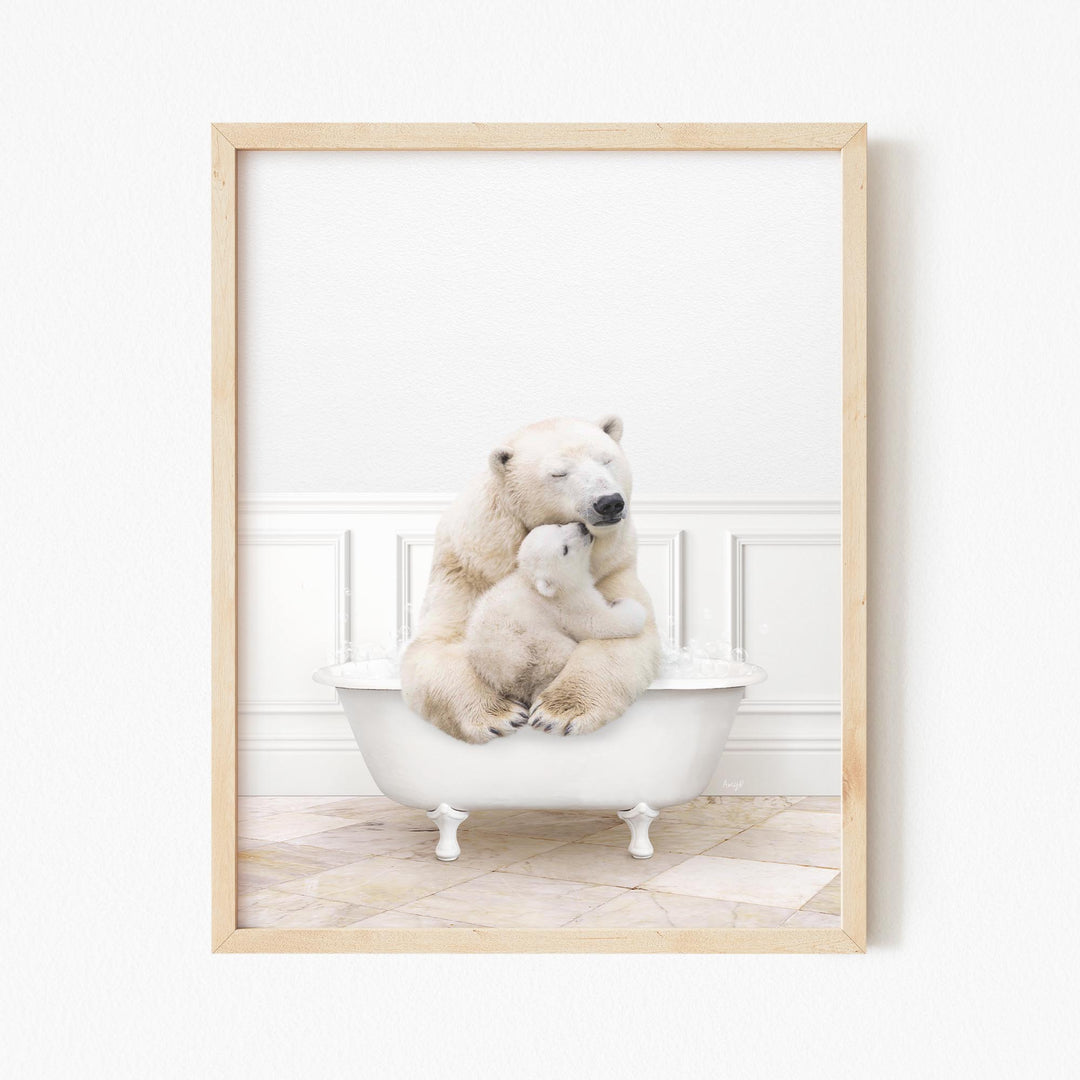 Mother and Baby Polar Bear in Modern Bath