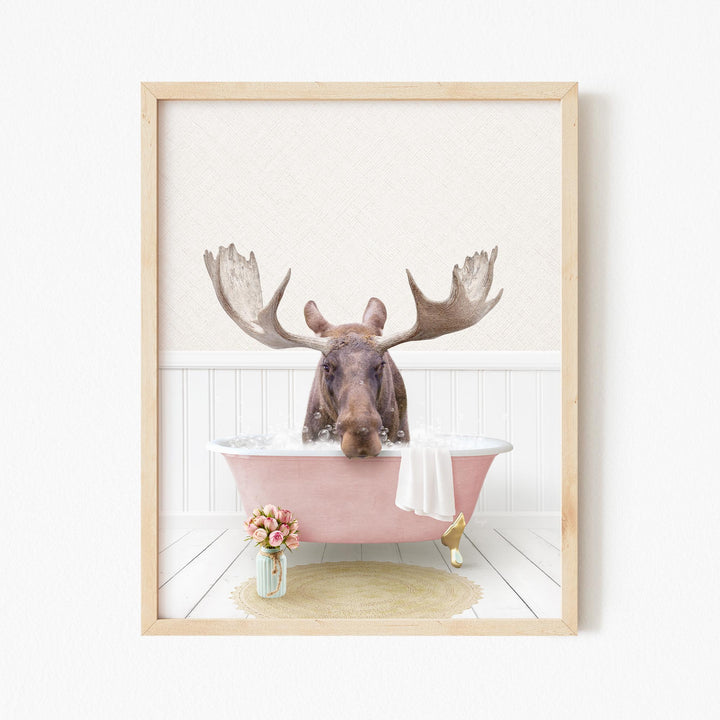 Moose in Cottage Pink Bath