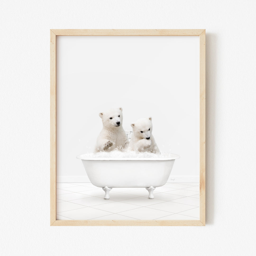 Polar Bear Cubs in Neutral Bath