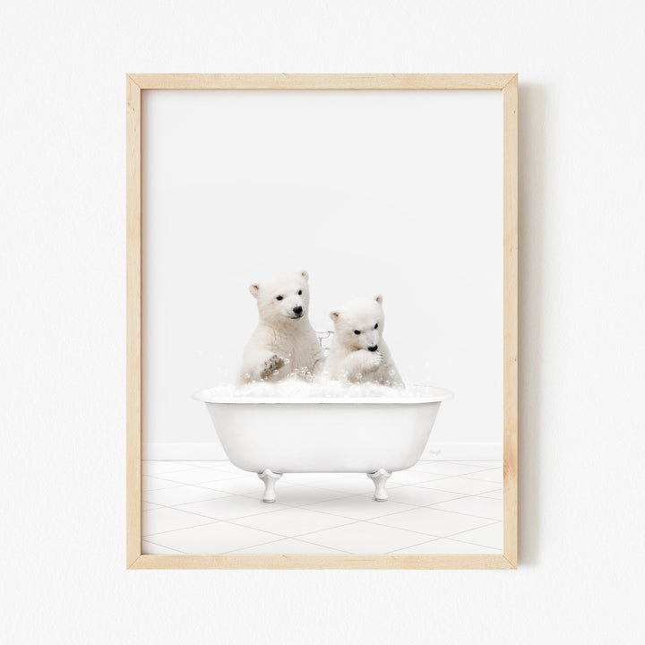 Polar Bear Cubs in Neutral Bath