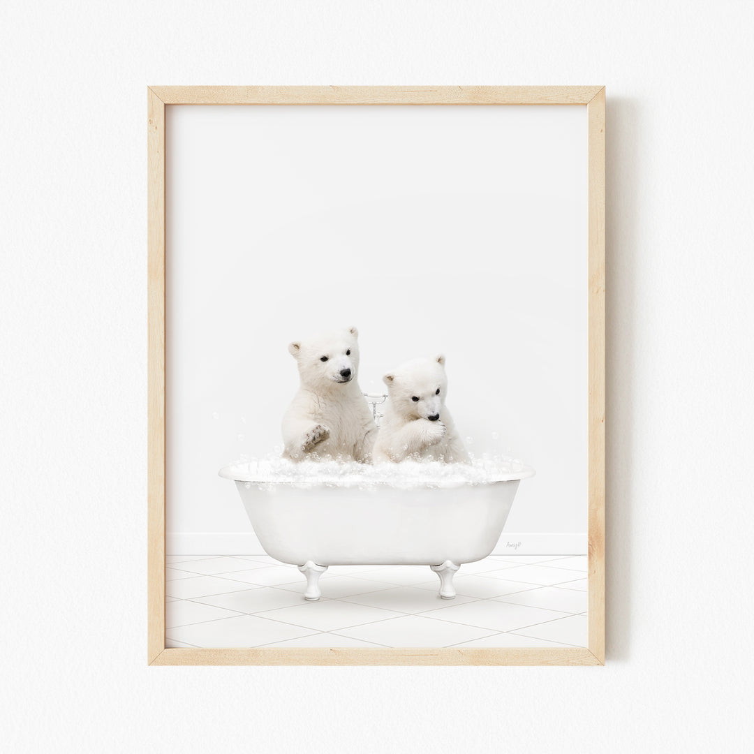 Polar Bear Cubs in Neutral Bath