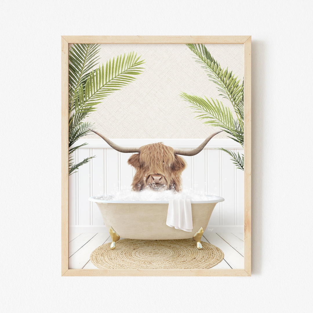 Highland Cow "Randall" in Palms Bath