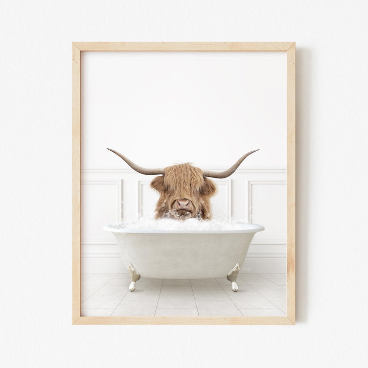 Highland Cow "Randall" in Modern Neutral Bath