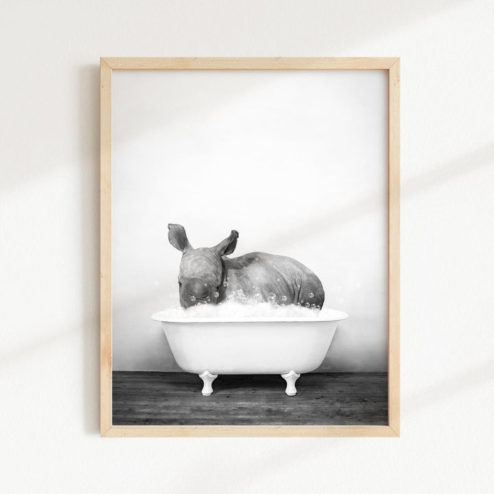 Baby Rhino in Rustic Black and White