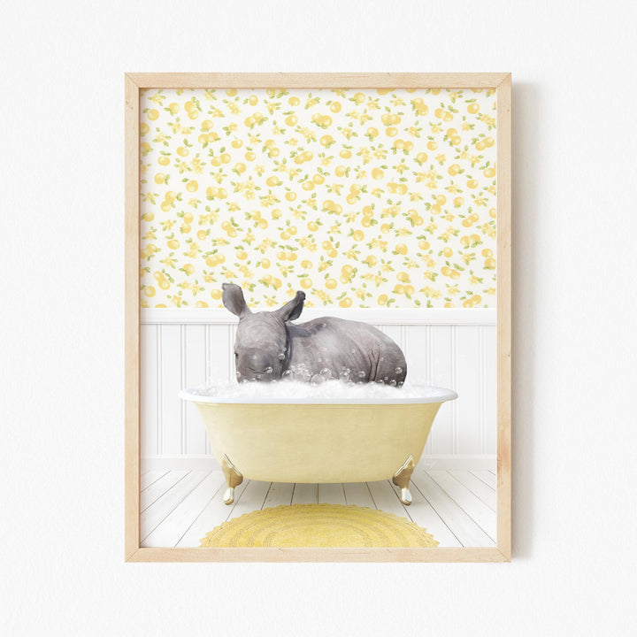 Baby Rhino in Cottage Yellow Bath