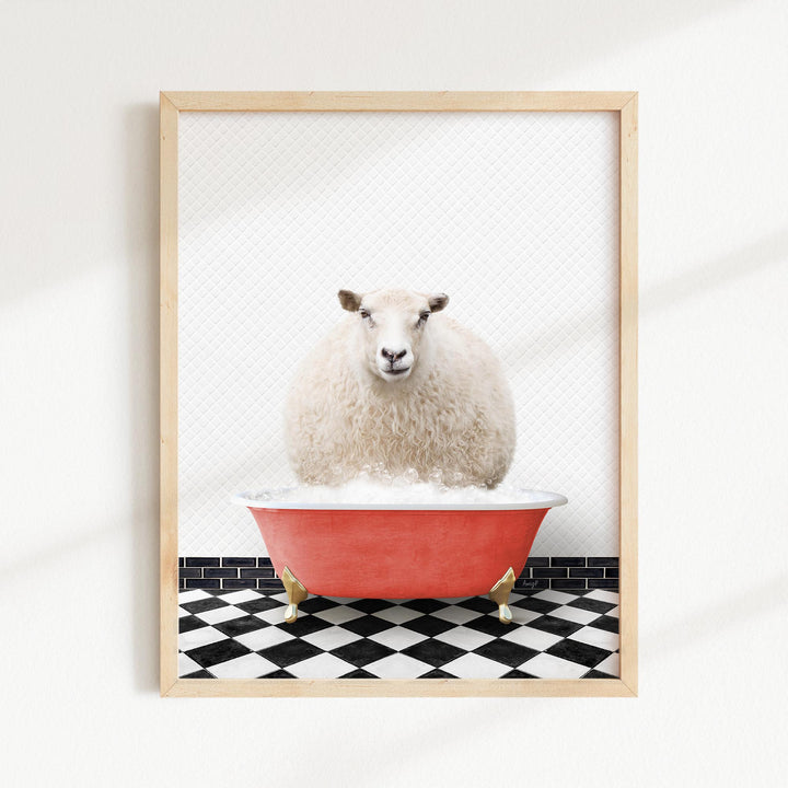 Sheep in Checker Floor Bath
