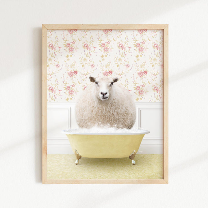 Sheep in Vintage Yellow Bath
