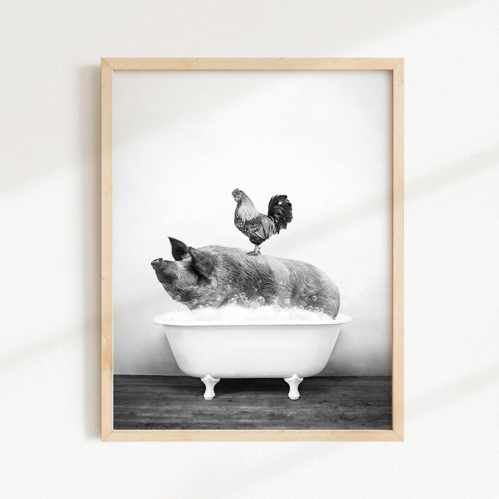Farm Animals in Rustic Black and White