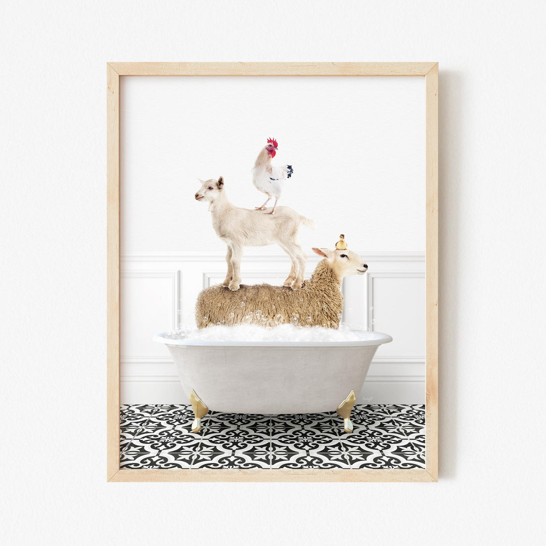 Stacked Farm Animals in Stencil Neutral Bath