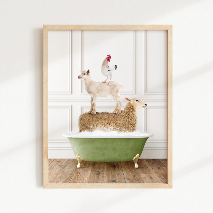Stacked Farm Animals in Transitional Bath Style