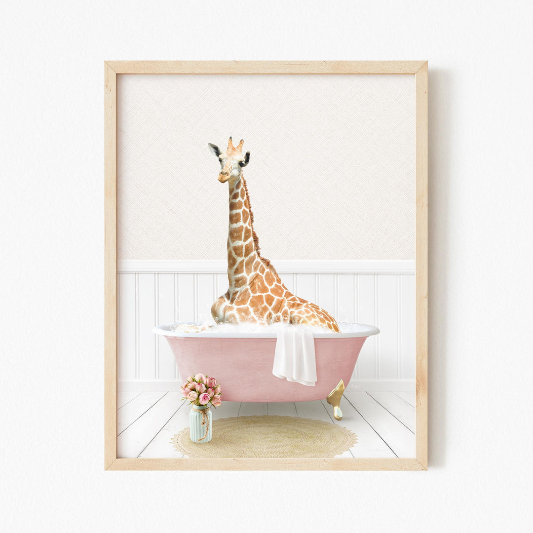 Tall Giraffe in Cottage Pink Bath