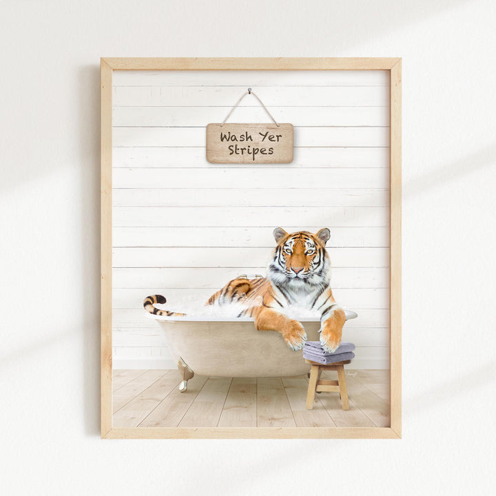 Tiger in Farmhouse "Wash Yer..." Bath