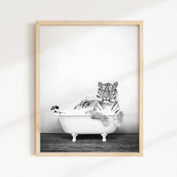 Tiger in Rustic Black and White