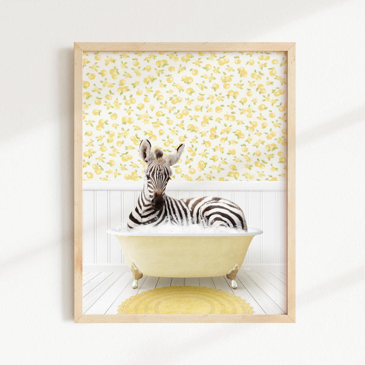 Baby Zebra in Cottage Yellow Bath