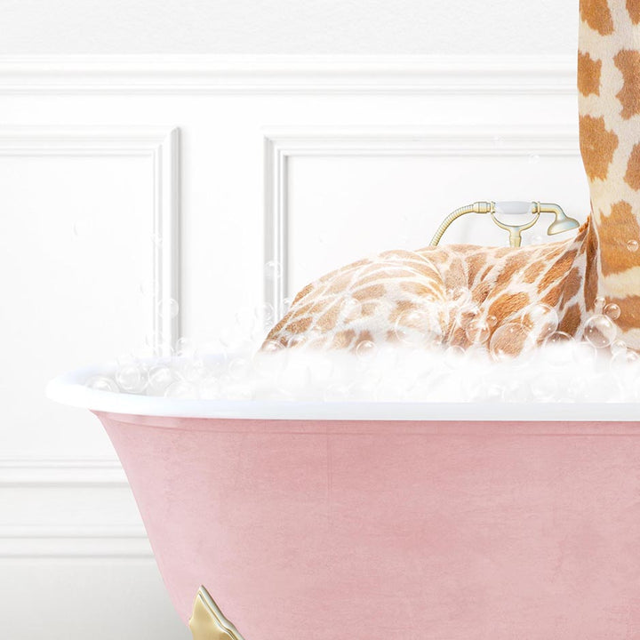 Giraffe in Stencil Tile with Pink Bathtub Bath