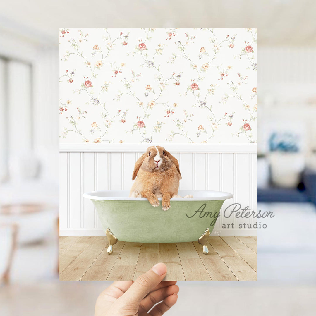 Pudgy Bunny in Country Cottage Bath