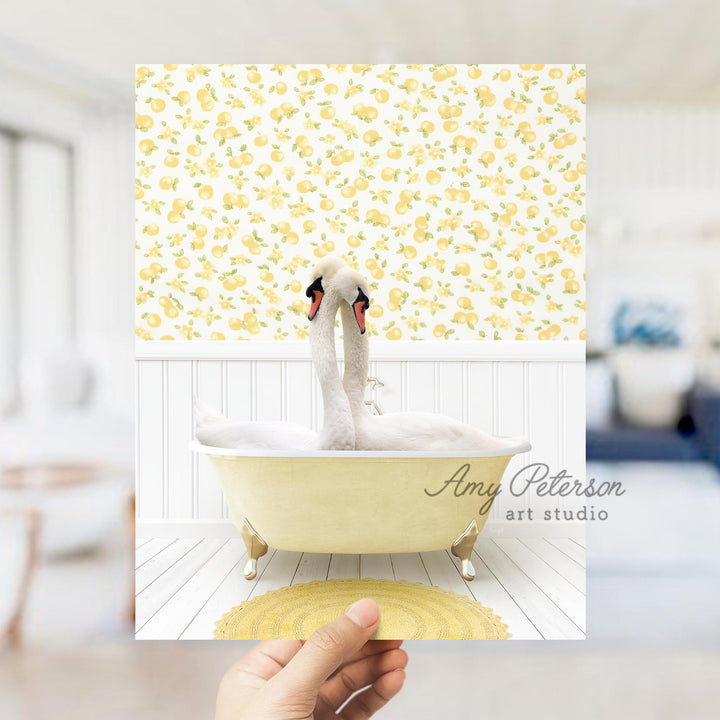 Swans in Cottage Yellow Bath