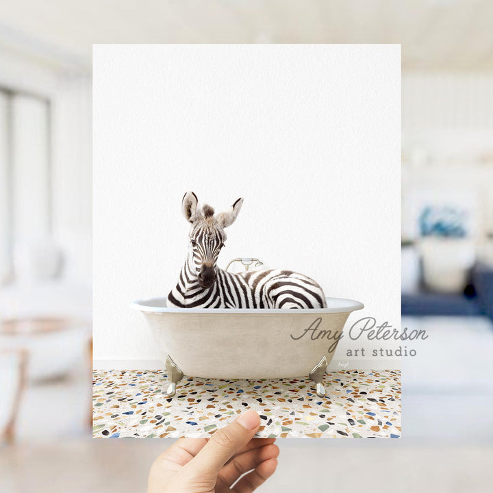 Baby Zebra in Terrazzo Bath